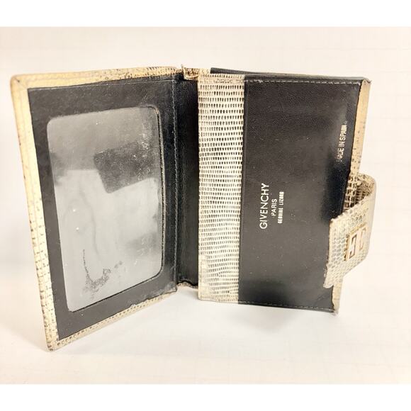 Vintage Givenchy Slim ID Wallet Bi Fold Brown Leather Magnetic Close Worn See - Picture 10 of 11
